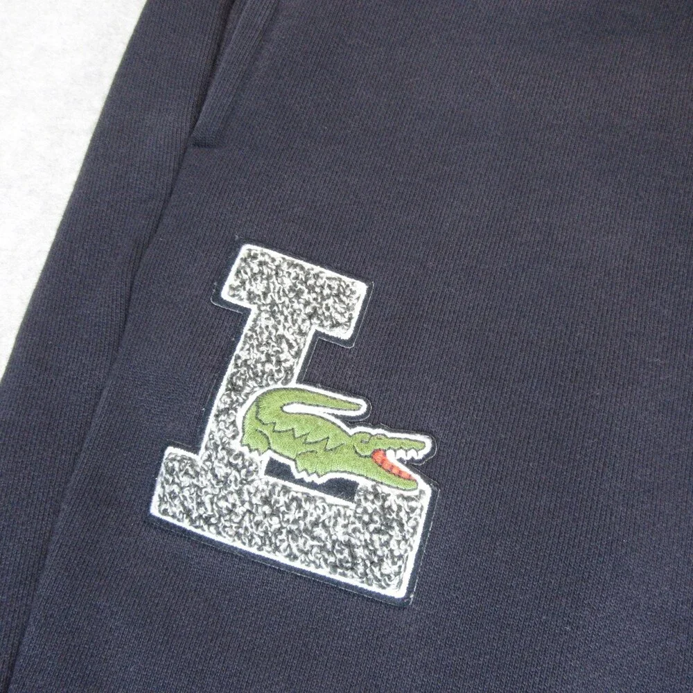 Lacoste Mens Jogger Pants‎ 2XL Navy Blue Big Croc Logo Drawstring Elastic Waist